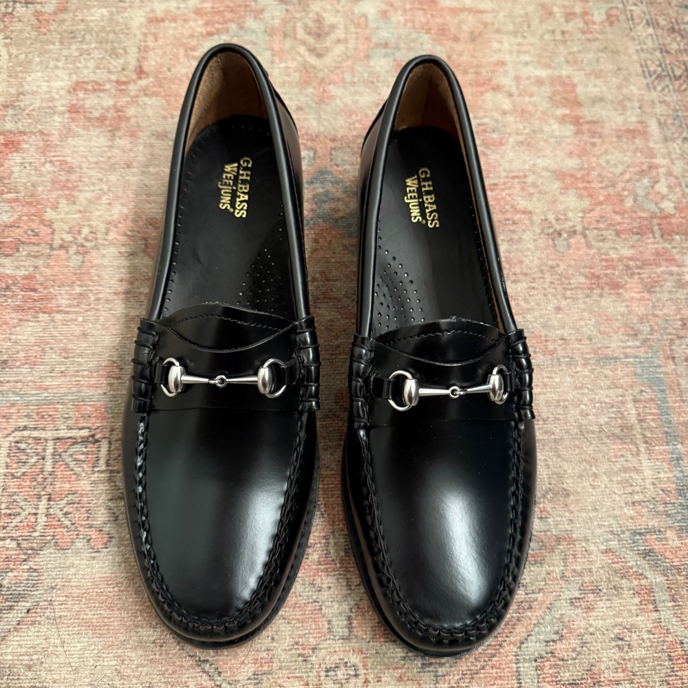 GH Bass Black Leather Loafers